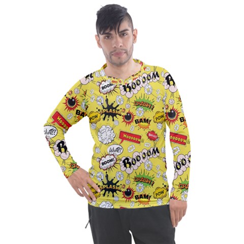 Cartoon Comics Pattern Men s Pique Long Sleeve T-shirt by Loisa77