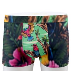 Monkey Tiger Bird Parrot Forest Jungle Style Men s Boxer Briefs by Grandong