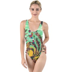 Monkey Tiger Bird Parrot Forest Jungle Style High Leg Strappy Swimsuit by Grandong