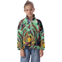 Monkey Tiger Bird Parrot Forest Jungle Style Kids  Half Zip Hoodie by Grandong