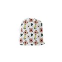 Flower White Pattern Floral Drawstring Pouch (XS) View2