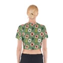 Flower Green Pink Pattern Floral Cotton Crop Top View2