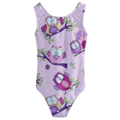 Owls Bird Animal Pattern Kids  Cut-out Back One Piece Swimsuit by Loisa77