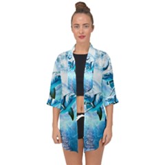 Dolphin Blue Fantasy Open Front Chiffon Kimono by Loisa77