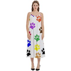 Pawprints Paw Prints Paw Animal Casual Spaghetti Strap Midi Dress by Apen