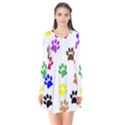 Pawprints Paw Prints Paw Animal Long Sleeve V-neck Flare Dress View1