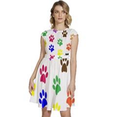 Pawprints Paw Prints Paw Animal Cap Sleeve High Waist Dress by Apen