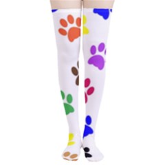 Pawprints Paw Prints Paw Animal Thigh High Stockings by Apen