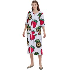 Strawberries Pineapples Fruits Women s Cotton 3/4 Sleeve Nightgown by Loisa77