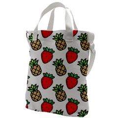 Strawberries Pineapples Fruits Canvas Messenger Bag by Loisa77