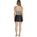 Patchwork Tile Pattern Mosaic Flowy Camisole Tie Up Top View4