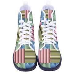 Patchwork Tile Pattern Mosaic Kid s High-top Canvas Sneakers