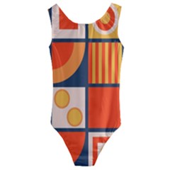 Square Shapes Pattern Design Kids  Cut-out Back One Piece Swimsuit by Loisa77