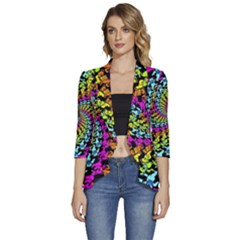 3d Grateful Dead 90 s Neon Dancing Bears Women s 3/4 Sleeve Ruffle Edge Open Front Jacket by Perong