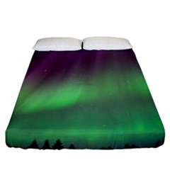 Northern Lights Green Aurora Borealis Fitted Sheet (california King Size) by Perong