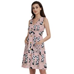 Cute Panda Animal Pattern Sleeveless Dress With Pocket by Perong