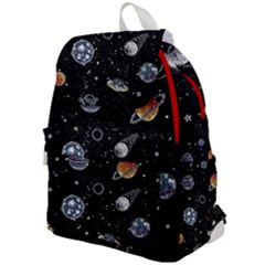 Glittering Planets Space Galaxy Glitter Black Top Flap Backpack by Perong