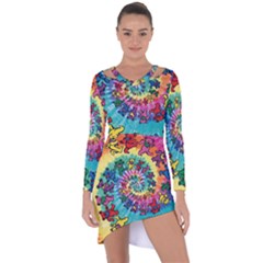 Tie Dye Grateful Dead Bears Asymmetric Cut-out Shift Dress by Perong