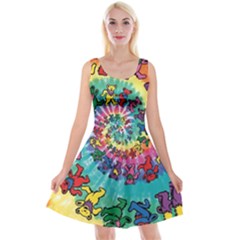 Tie Dye Grateful Dead Bears Reversible Velvet Sleeveless Dress by Perong