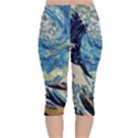 The Great Wave Of Kanagawa Painting Velvet Capri Leggings  View2