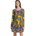 Dead Dancing Bears Grateful Dead Pattern Long Sleeve Velour Skater Dress View1