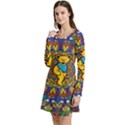 Dead Dancing Bears Grateful Dead Pattern Long Sleeve Velour Skater Dress View2