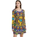 Dead Dancing Bears Grateful Dead Pattern Long Sleeve Velour Skater Dress View3