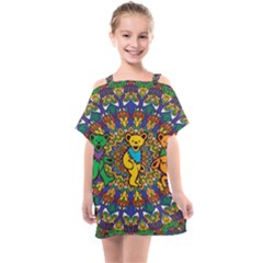 Dead Dancing Bears Grateful Dead Pattern Kids  One Piece Chiffon Dress by Grandong