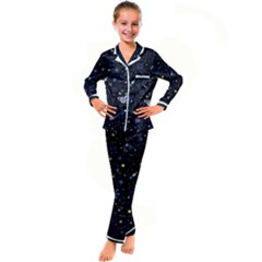 Starry Night  Space Constellations  Stars  Galaxy  Universe Graphic  Illustration Kids  Satin Long Sleeve Pajamas Set by Grandong