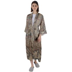 Old Vintage Classic Map Of Europe Maxi Satin Kimono by Paksenen