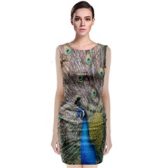 Peacock Bird Animal Peafowl Sleeveless Velvet Midi Dress by Perong