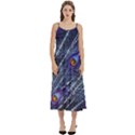 Peacock Bird Feathers Coloured Plumage Casual Spaghetti Strap Midi Dress View1