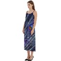 Peacock Bird Feathers Coloured Plumage Casual Spaghetti Strap Midi Dress View2