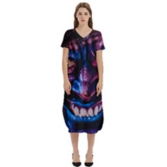 Shadow Madness (ai) T-shirt Midi Dress With Pockets by dflcprintsclothing