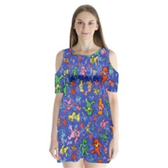 Grateful Dead Bears Shoulder Cutout Velvet One Piece by Perong