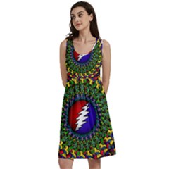 Grateful Dead Bear Pattern Classic Skater Dress by Maspions