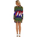 Grateful Dead Bear Pattern Long Sleeve Deep V Mini Dress  View4