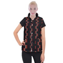 Geometric Pulse Print Design Women s Button Up Vest by dflcprintsclothing