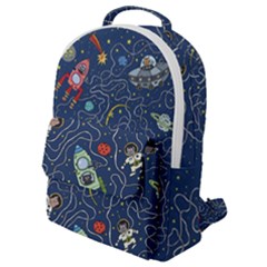 Cat Space Astronaut Rocket Maze Flap Pocket Backpack (small) by Perong