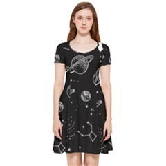 Black Space Drawing Art Planet Drawing Stars Black Space Galaxy Outer Space Inside Out Cap Sleeve Dress by Perong