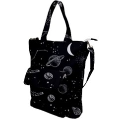 Black Space Drawing Art Planet Drawing Stars Black Space Galaxy Outer Space Shoulder Tote Bag by Perong