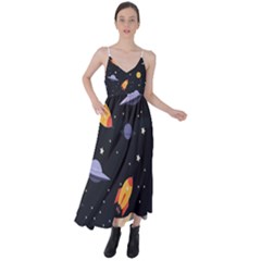 Cosmos Rocket Spaceship Ufo Tie Back Maxi Dress by Salmanaz77