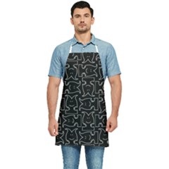 Enigmatic Demon Black And White Pattern Kitchen Apron by dflcprintsclothing