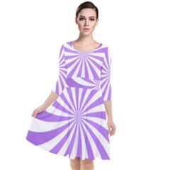 Spiral Vortex Rays Lavender Swirl Purple Quarter Sleeve Waist Band Dress by Salmanaz77