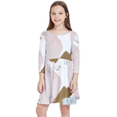 Flower Branch Corolla Wreath Kids  Quarter Sleeve Skater Dress by Salmanaz77