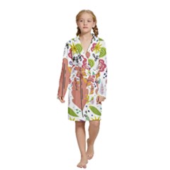 Summer Flowers Spring Background Kids  Long Sleeve Velvet Lounge Robe by Grandong