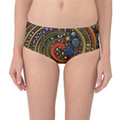 Swirl Vortex Emoji Cyclone Motion Art Mid-waist Bikini Bottoms by Paksenen