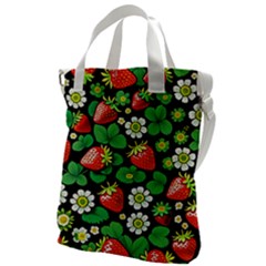 Strawberries Pattern Canvas Messenger Bag by Salmanaz77