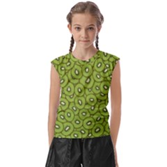 Kiwi Fruit Pattern Green Background Kids  Raglan Cap Sleeve T-shirt by Paksenen