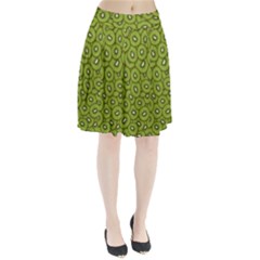 Kiwi Fruit Pattern Green Background Pleated Skirt by Paksenen